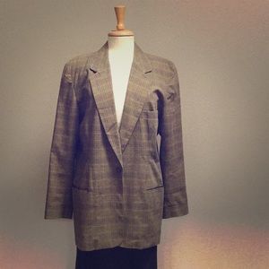 Vintage 80’s boxy plaid menswear oversized blazer
